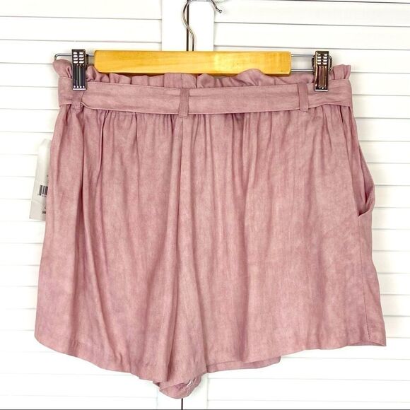 Design Lab Lord & Taylor Pink Belted Paperbag Shorts | Size Large | NEW - Picture 4 of 7